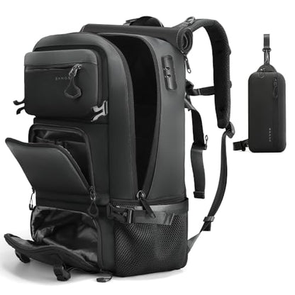 FUTURE AESTHEICS Travel backpack Carry-on Travel Backpack For Women Men Flight Approved Business Weekender Overnight Waterproof Daypack (Black) - color: Black