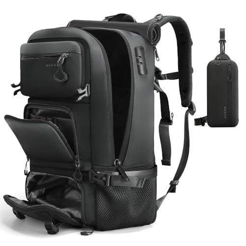 FUTURE AESTHEICS Travel backpack Carry-on Travel Backpack For Women Men Flight Approved Business Weekender Overnight Waterproof Daypack (Black) - color: Black