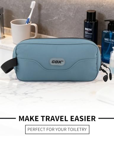 GOX Small Travel Toiletry Bag, Dopp Kit Case For Men, Multifunction Cosmetics Organizer Pouch (Haze Blue) - color: Haze Blue