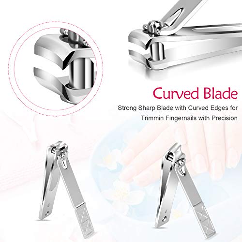 Teamkio 18pcs Manicure Set Pedicure Nail Clippers Set Travel Hygiene Kit Stainless Steel Professional Cutter Care Set Scissor Tweezer Knife Ear Pick Tools Grooming Kits with Leather Case - color: Pink