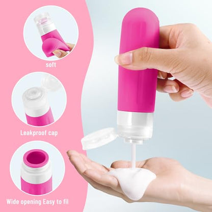Landisun Travel Bottles for Toiletries 18Pack Travel Size Containers Toiletry Travel-Containers TSA Approved Leak Proof (Crimson) - color: Crimson
