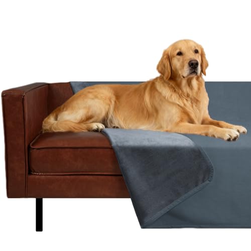 Ameritex Pet Bed Blanket Reversible 100% Waterproof Velvet Super Soft for Sofa and Bed - color: Blue+navyblue, size: 52x82 Inches