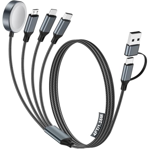 Travel Essentials,Multi Charging Cable for Apple Watch Charger/iPhone Charger/Samsung Charger,USB A & Type C Power Cable for iWatch Ultra/10-2/iPhone 17-11/Samsung S26,Serial Cables,Car[1.2M]-Black - color: 1-Black, size: 1.2M