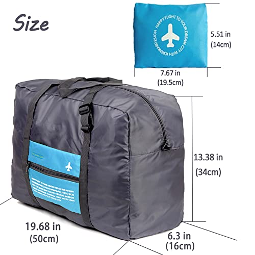 Foldable Travel Duffel Bag 2PCS Sports Gym Tote Water Resistant Carry on Luggage bag Weekender Overnight Bag (Pink+Blue) - color: Blue+Pink