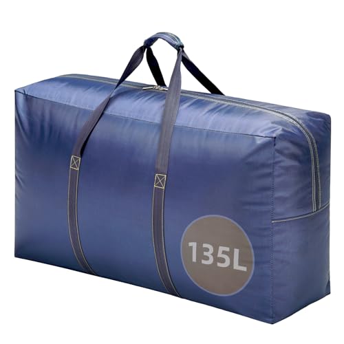 Extra Large travel duffel bag with Strong Handles, 135L Waterproof duffel bag, Durable Zippers, Extra Large Storage Totes for Space Saving and Moving Supplies, Blue - color: Blue, size: L - 35.4″ × 11.8″ × 19.7″