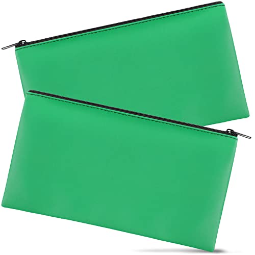 2 Pieces Money Bags with Zipper, 11x6.1 inch Money Pouch, Bank Bag, Cash Bag, Check Wallet, Cosmetics(Green) - color: Green, size: 2 Pieces
