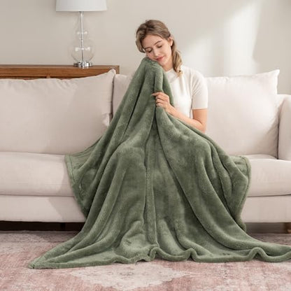 Berkshire Blanket Classic Extra-Fluffy™ Plush Throw Blanket, Soft Fuzzy Fluffy Long Hair Throw Blanket for Couch Sofa Bed, Dark Sage Green, 50x60 Inches - color: Dark Sage Green, size: Throw/Throw XL
