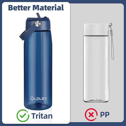 OLDLEY 32 oz Water Bottle with Straw, Leakproof Sports Water Bottle with Carry Strap, BPA-Free Large Water Bottles for Home,Travel, School, Outdoors, Gym, Tritan, Navy Blue - color: Navy Blue