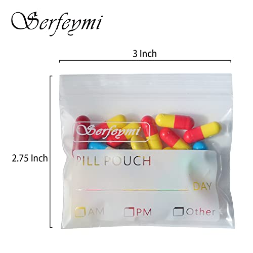 Serfeymi Pill Bags for Travel Pill Pouch Organizer Pack of 540 BPA Free 3 x 2.75 inch Reusable Pill Pouches for Medicine with Write on Label & Zipper Seal Waterproof AM PM Pill Baggies for Supplements - size: Pack of 540