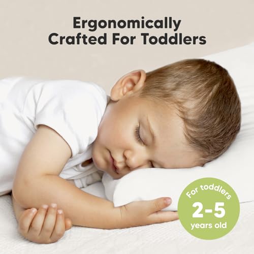 KeaBabies Organic Toddler Pillow with Pillowcase, Jumbo 14X20 - Soft Cotton Toddler Pillows for Sleeping - Machine Washable - Perfect for Travel, Toddler Bed Set (Soft White) - color: Soft White