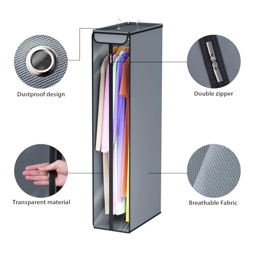 Univivi Garment Bags for Hanging Clothes 50", Hanging Garment Bags for Closet Storage with Large Clear Window, Garment Storage Bags for Suits, Coats, Dresses, 1 Pack - size: 50"-1PCS