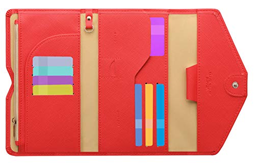 ZOPPEN Mulit-purpose Rfid Blocking Passport Holder Travel Wallet (Ver.4) Passport and Vaccine Card Holder ComboTri-fold Document Organizer Travel Essentials - color: #9 Raspberry Red