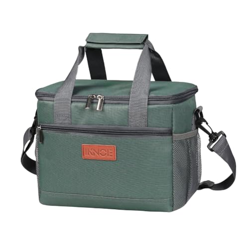 iknoe Insulated Lunch Bag, Foldable 8.5L Cooler Bag for Men & Women, Leakproof Thermal Design, Great for Office, Picnic, Travel, Lunch Box, Grayish Green - color: Grayish green, size: Medium