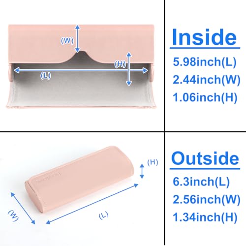 RayLove Hard Shell Glasses Case, Lightweight Leather Eyeglass Case, Travel-Friendly Sunglasses Protector for Men & Women - color: Rose Gold