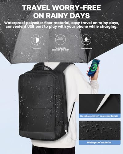 Vacuum Backpack Travel with Pump, Travel Carry On Backpack with Vacuum Compression System, Mochila de viaje compresion al vacio - Black - color: B- Black