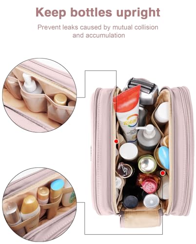 Toiletry Bag for Men & Women, Cruise Ship Travel Essentials, Shaving Dopp Kit with Dry and Wet Separation, Water-resistant Bathroom Cosmetic Organizer Bag, Makeup Accessories with Trolley Belt, Pink - color: Pink