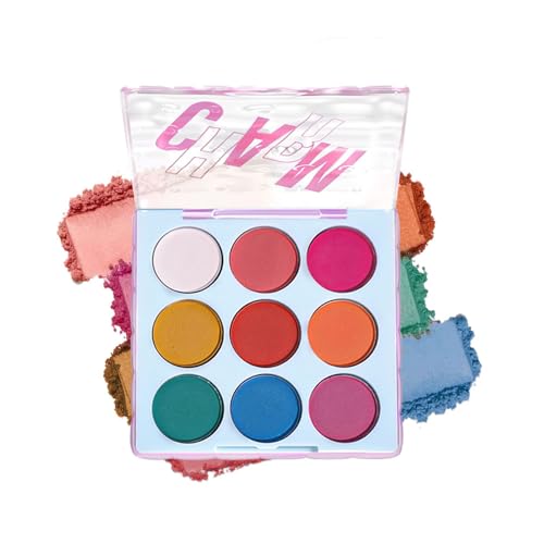 Matte Eyeshadow Palette,Pigmented Rainbow Eye Shadow Kit with Red Yellow Blue Pink Green Shades, Smooth Blendable Long-Lasting Colorful Makeup Palette for Creative Looks, Stage, Festival & Daily Wear - color: H03