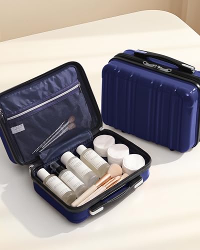 Coolife Luggage Sets, 5 Piece Durable Suitcase, Lightweight Carry on Luggage with PC+ABS Hardshell, Dual Spinner Wheels, TSA Lock and YKK Zipper(navy new, 5 piece set) - color: navy new, size: 5 piece set