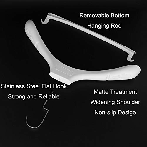 DEDU Suit Hangers for Men 15 Pack, White Coat Hangers Extra Wide Non Slip Width 17.7", Thick Plastic with Pants Bar & Metal Hook - color: White, size: 15 Pack