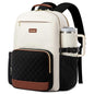 LOVEVOOK Laptop Backpack for Women with Pouch Pocket for Large Capacity Cup,17 Inch Teacher Nurse College Work Travel Backpack Purse,Waterproof Laptop Computer Bags,Beige-Black-Brown+Diamond-shaped - color: Beige - Black - Chestnut Brown + Diamond-shaped,