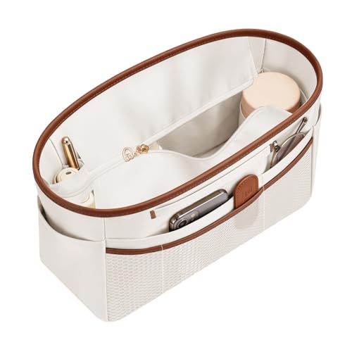 GIVLEFLY Purse Organizer Insert for Tote Bag, 12.99 Inch Satin Bag Organizer with Zipper Pocket, Multi Pocket Handbag Organizer - color: White Zipper, size: 12.99" (L) – Measure Before Purchase