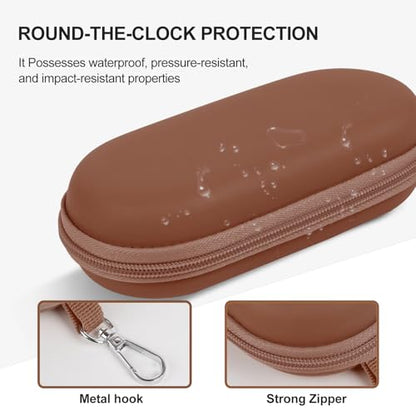 Double Glasses Case,Dual Eyeglasses & Sunglasses Organizer with Clip Zipper Closure for Travel 2 Pairs Storage Box - color: Coffee
