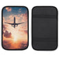 Airplane Sunset Sky Car Center Console Cover Pad,Airplane Sunset Sky Printed Universal Armrest Cover Pads Waterproof Vehicle Armrest Protector for Most Cars,Trucks and SUV
