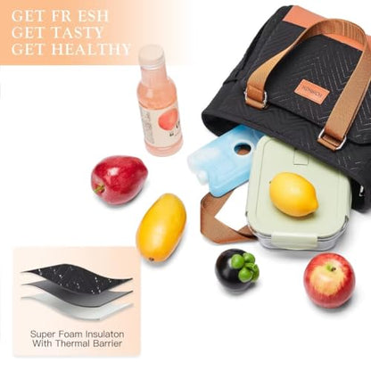 Lunch Bag Lunch Box Women - Leakproof Insulated Lunch Cooler Bag for Women - Large Lunch Tote Bags Adults, Brown Black - color: 07-Brown Black, size: Large