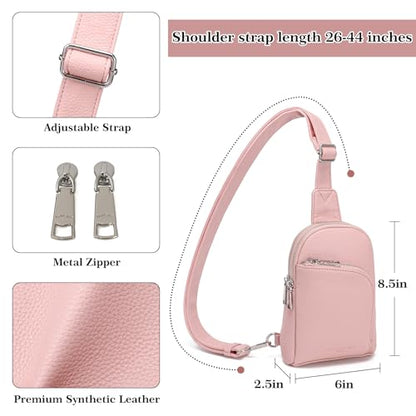 INICAT RFID Blocking Sling Bag, Anti Theft Crossbody Bag for Women Compact Travel Purses Leather - color: Pink Light