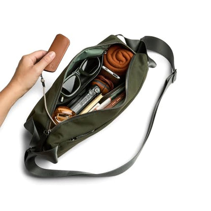 Bellroy Classic Sling (everyday 7 liter minimalist crossbody bag with internal organization, adjustable crossbody strap, and auto-compression system) - Olive - color: Olive