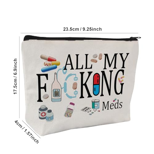 Medicine Storage Pouch with Diabetes, Medicines Bag, and Medical Supply Designs, White Canvas Zipper Cases, Multi-Use Functionality (Gift for Birthdays, Graduation, Christmas) (Style J) - style: Style J