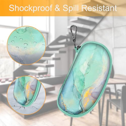 Fintie Sunglasses Case with Carabiner, Hard Shell Shockproof Sport Glasses Cases Travel Zipper Eyeglasses Holder, Emerald Marble - color: Emerald Marble