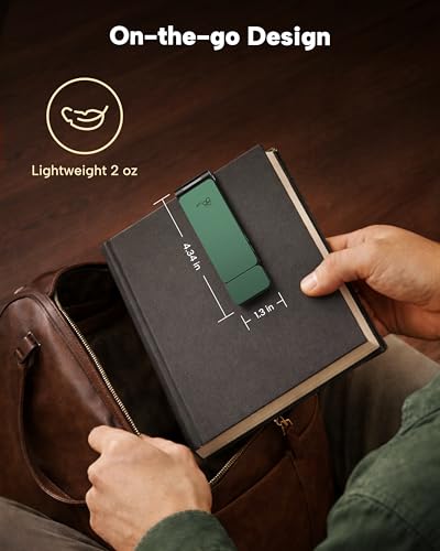 86lux Book Light, Rechargeable Clip-On LED Reading Light for Bed & Night Use - 3 Color Temperatures with Stepless Dimming, Ultralight Bookmark Design for Kids, Book Lovers, Green - color: Green