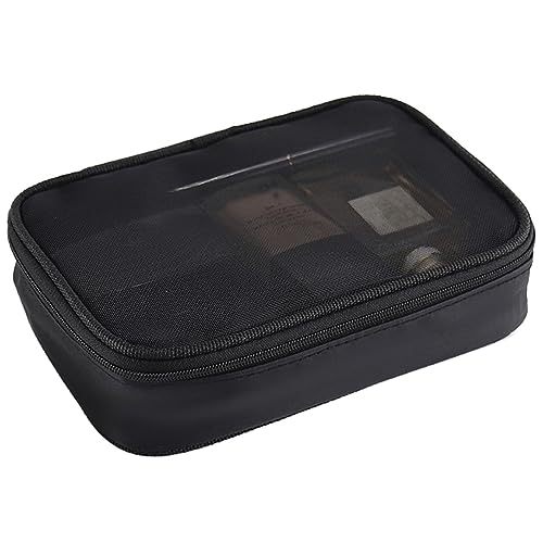 Mesh Makeup Bag, Black Mesh Toiletry Bag, Carry On Travel Makeup Bag with Zipper (Medium) - color: Black Mesh, size: Medium
