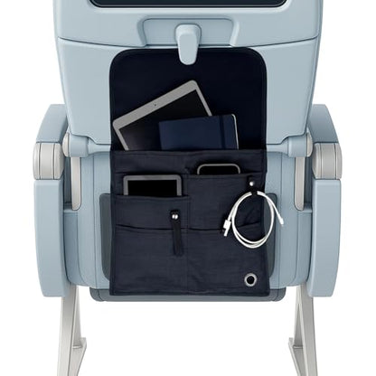 SO~MINE Airplane Pocket Organizer | Tray Table Cover | In Flight Seat Back Organizer Bag | Commuter Essential Travel Bag | Media Pouch For Flying | Travel Gift | Attaches To Luggage - color: Black