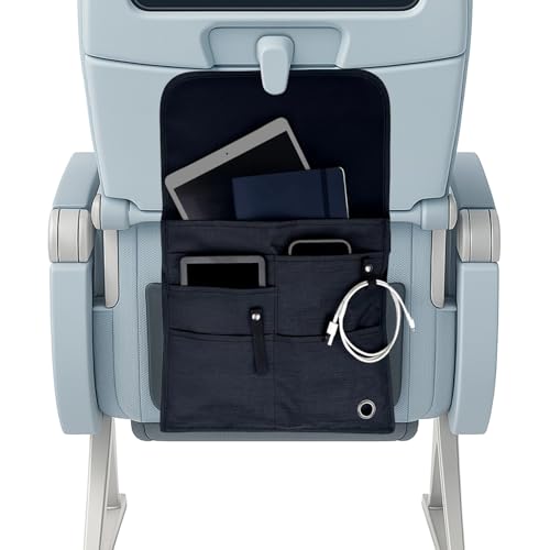 SO~MINE Airplane Pocket Organizer | Tray Table Cover | In Flight Seat Back Organizer Bag | Commuter Essential Travel Bag | Media Pouch For Flying | Travel Gift | Attaches To Luggage - color: Black