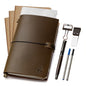 WANDERINGS A5 Travelers Notebook Bundle – 6" x 8.5" (15 x 22cm) – Genuine Leather Journal with Pen Holder, Pen, 2 Ink Refills, PVC Folder & Binder Clip - size: A5