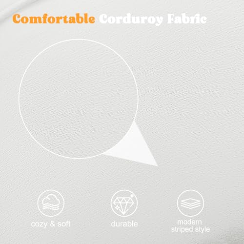 MeMoreCool Stuffed Round Pouf Ottoman Foot Rest, Floor Pouf Foot Stool with Soft Foam Chunk Filling, Small Round Ottoman Footstool Circle Footrest for Living Room - color: Piping Off-white
