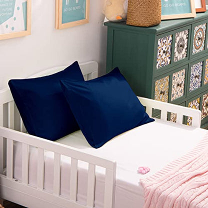 NTBAY Egyptian Cotton Toddler Pillowcases - Set of 2 - Travel Pillow Cases - 500 Thread Count Cotton 13x18 Pillow Covers - Envelope Closure Nursery Pillowcases, 13x18 Inches, Navy Blue - color: Navy Blue