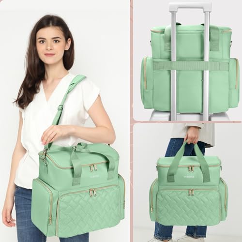 YOREPEK Extra Large Nail Polish Organizer Case Holds 96 to 100+ Bottles (15ml/0.5 fl.oz) UV lamp, Gel Polish Travel Case Bag with 2 Removable Pouches Fits Nail Supplies, Gifts for Manicurist, Green - color: Green-96bottles