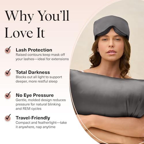 Kitsch Contour Pillow Eye Mask – Softer Than Silk Eye Masks for Sleep, Blindfold Sleep Masks for Women & Men, No Eye Pressure, Lightweight, Eye Care, Travel Essentials - Charcoal - color: Charcoal