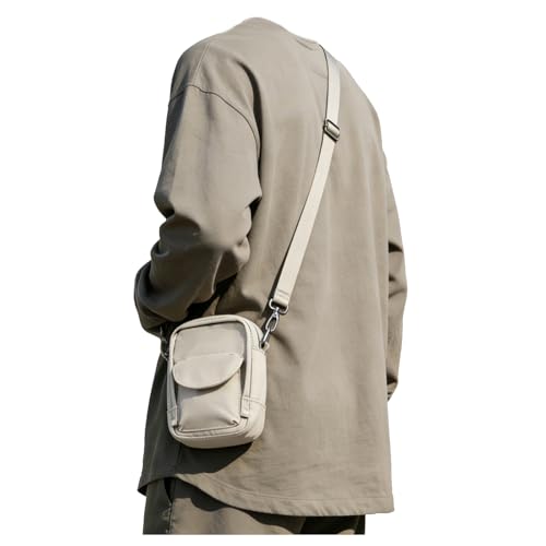 SEAFEW Mini Crossbody Bag Shoulder Bag for Men, Small Messenger Satchel Bag for Women - color: Beige - Sling