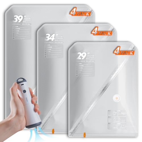 Vacbird Vacuum Seal Bags for Clothing with Rechargeable Cordless Pump, 12 Pack Compression Packing Bags, Space Saver Storage for Seasonal Clothes Bedding Blanket Pillows Comforters Luggage Travel - size: 12 Pack Combo