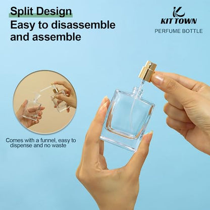 Refillable Perfume Bottle 2 Pack Glass Perfume Spray Bottle 50ml 1.7oz Large Empty Travel Perfume Atomizer Refillable,Replacement Perfume Bottles for Women Men - color: 2 COLORS-BLACK GOLD
