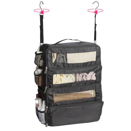 Hanging Travel Organizer, Carry-on Luggage Suitcase Organizer, Travel Essentials Portable Travel Shelves Packing Cube, Black 2