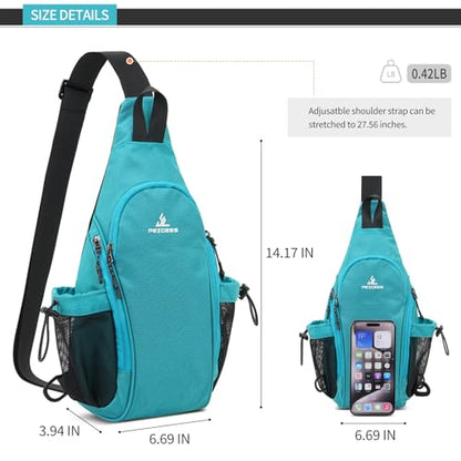 Peicees Small Sling Bag with 2 Bottle Holders (Suitable for 2.5 IN Diameter Bottle), Sling Backpack Crossbody Bag Chest Daypack for Daily Use Travel, Bottle Not Included, Black - color: Black
