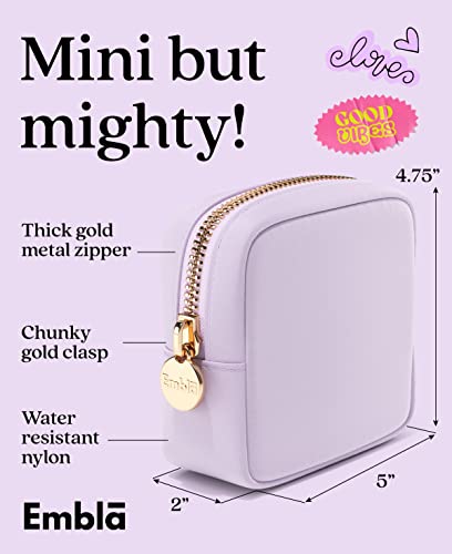 Embla Small Makeup Bag for Purse, Mini Waterproof Nylon Cosmetic Pouch, Durable and Lightweight Travel Toiletry Bag with Smooth Zipper, Lavender - color: Lilac, size: Mini