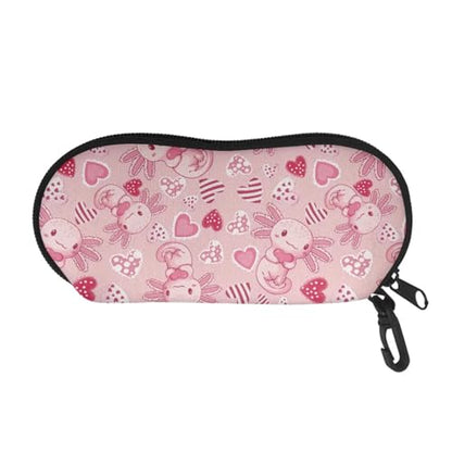 AFPANQZ Glasses Case with Carabiner Hanging Portable Neoprene Zipper Sunglasses Case Soft Lightweight - color: Axolotl