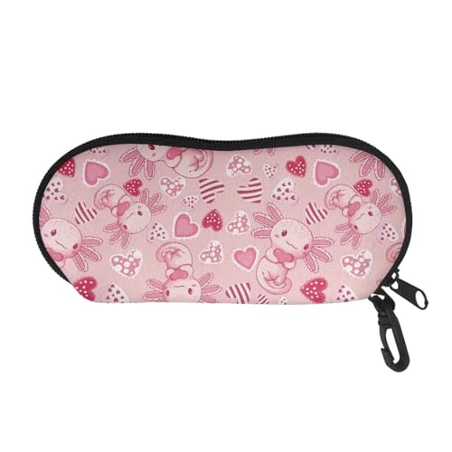 AFPANQZ Glasses Case with Carabiner Hanging Portable Neoprene Zipper Sunglasses Case Soft Lightweight - color: Axolotl