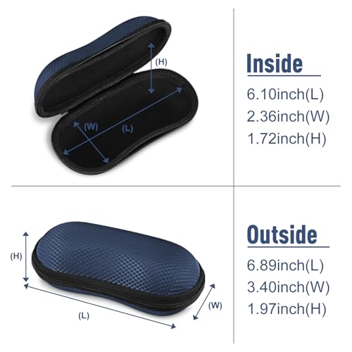 FINTIE Sunglasses Case, Hard EVA Shell Shockproof Sport Glasses Case with Metal Carabiner Travel Zipper Eyeglasses Holder - color: Dark Blue
